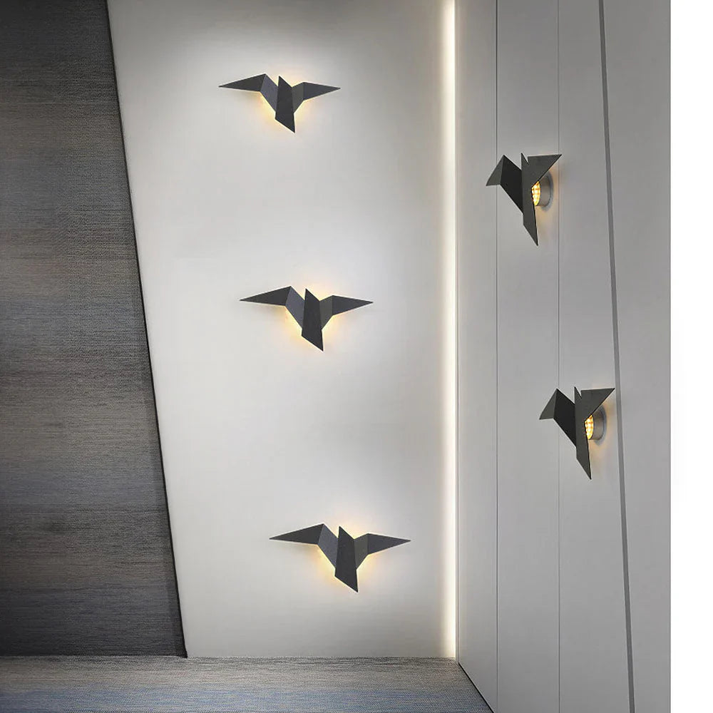 Nowoczesna lampa ścienna LED origami ptak – kinkiet dekoracyjny