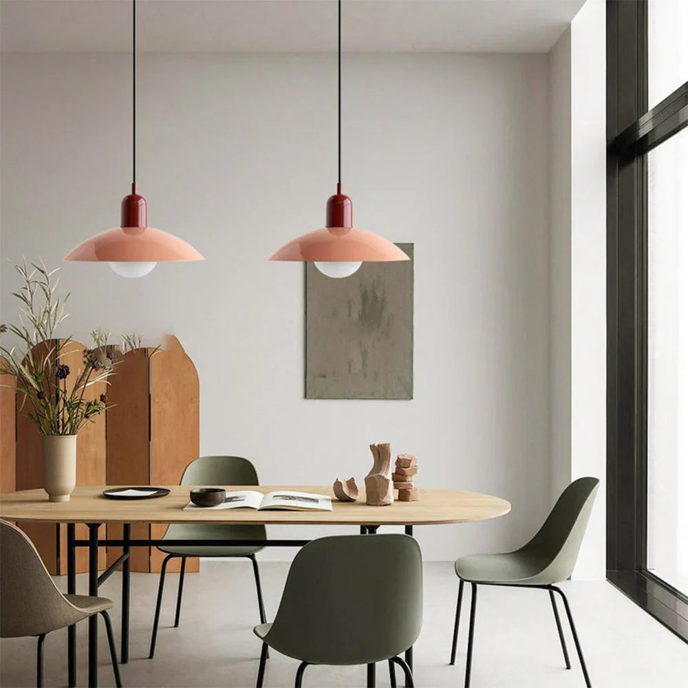 Nowoczesna lampa wisząca z dwukolorowym designem i metalowym kloszem Bauhaus