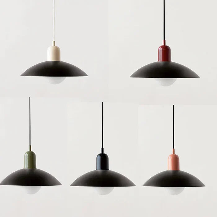 Nowoczesna lampa wisząca z dwukolorowym designem i metalowym kloszem Bauhaus