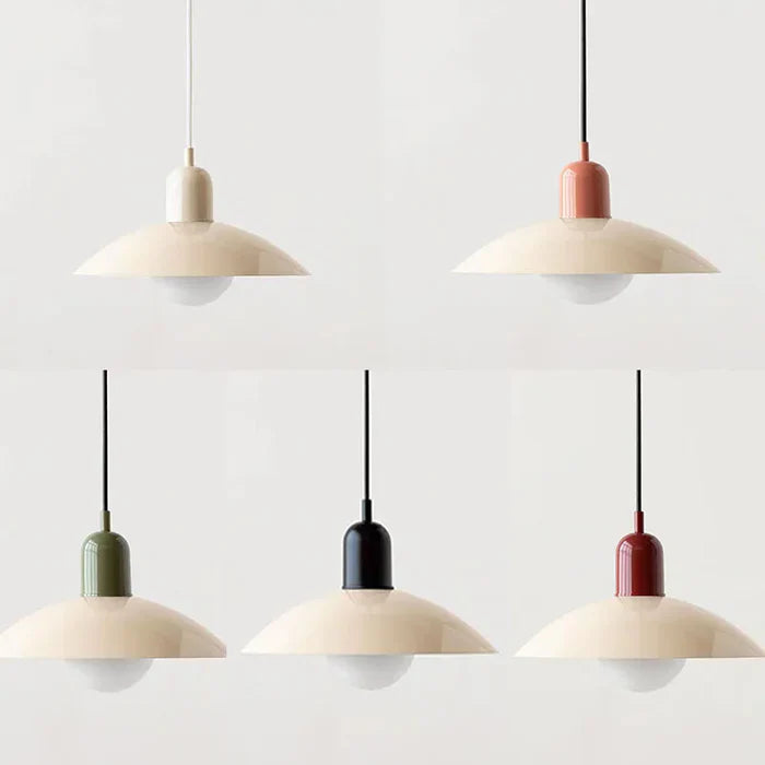 Nowoczesna lampa wisząca z dwukolorowym designem i metalowym kloszem Bauhaus