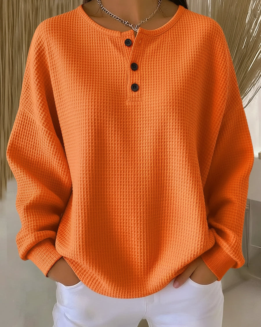 Kailani – Waflowa bluza z eleganckim kołnierzem