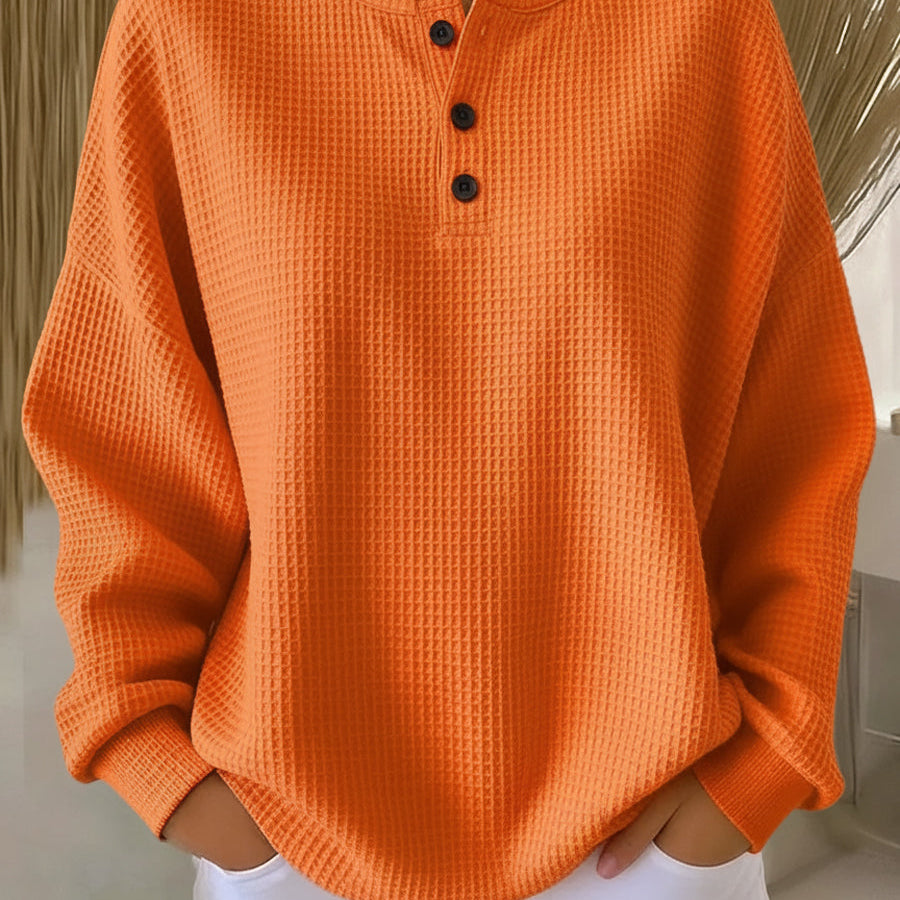 Kailani – Waflowa bluza z eleganckim kołnierzem