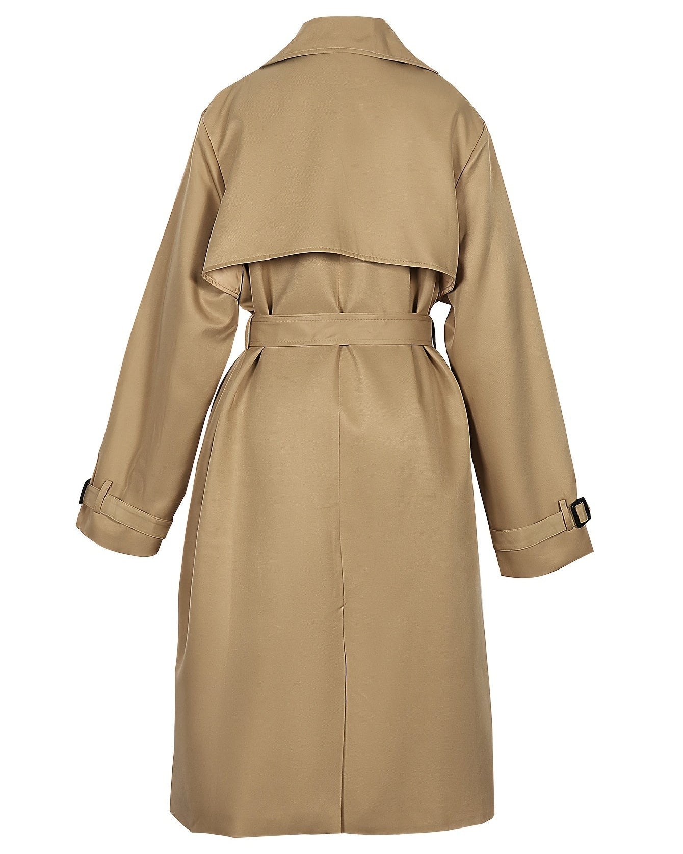 Damski Dwurzędowy Długi Trencz – Wiatroodporna Elegancka Odzież Wierzchnia