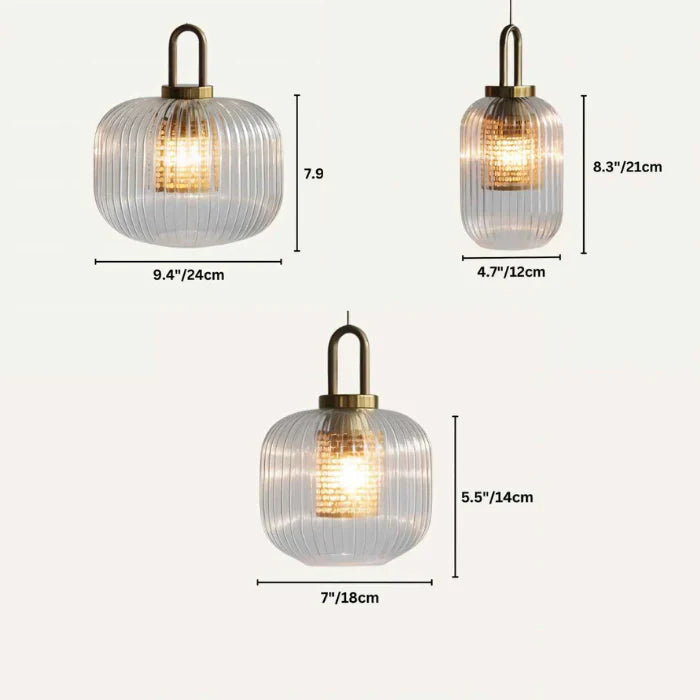 Nowoczesna lampa wisząca szklana z ryflowanym kloszem