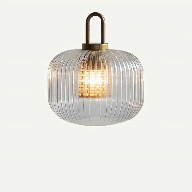 Nowoczesna lampa wisząca szklana z ryflowanym kloszem