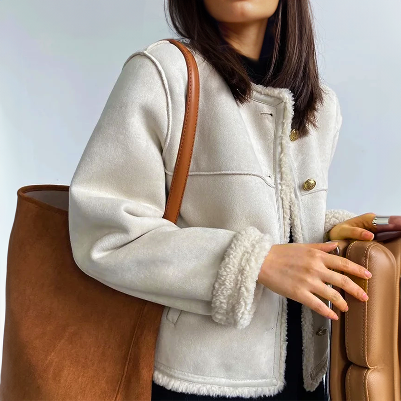 Damska Kurtka Vintage z Podszewką - Krótki Fason Casual