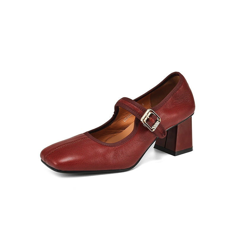 Desna - Nowoczesne buty na grubym obcasie w stylu francuskim