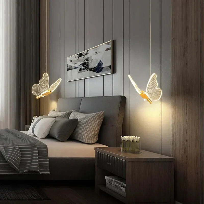 Lampa wisząca LED w kształcie motyla – designerskie oświetlenie do sypialni i salonu