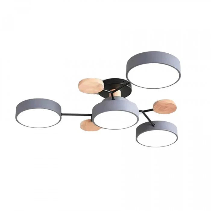 Nowoczesna lampa sufitowa LED wieloramienna – minimalistyczny design z drewnianymi akcentami