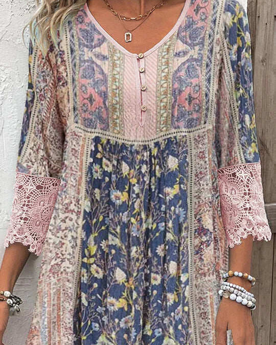 Wilhelmina – Sukienka boho z koronkowymi detalami