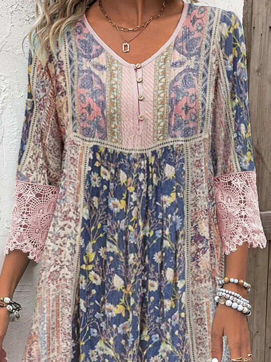Wilhelmina – Sukienka boho z koronkowymi detalami