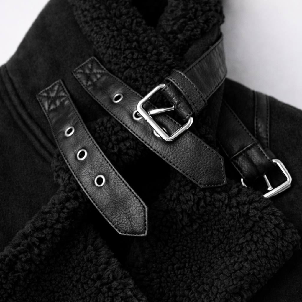Vespera – Zamszowa kurtka aviator z ociepleniem shearling
