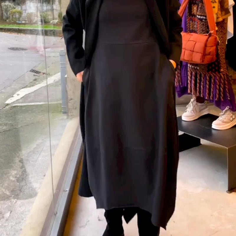 Clara | Jesienna midi sukienka z kieszeniami