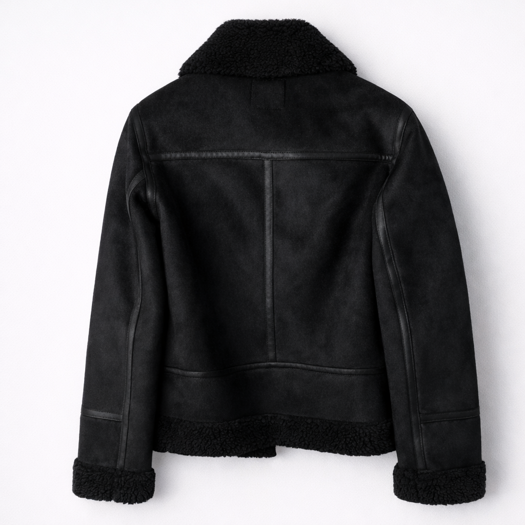 Vespera – Zamszowa kurtka aviator z ociepleniem shearling