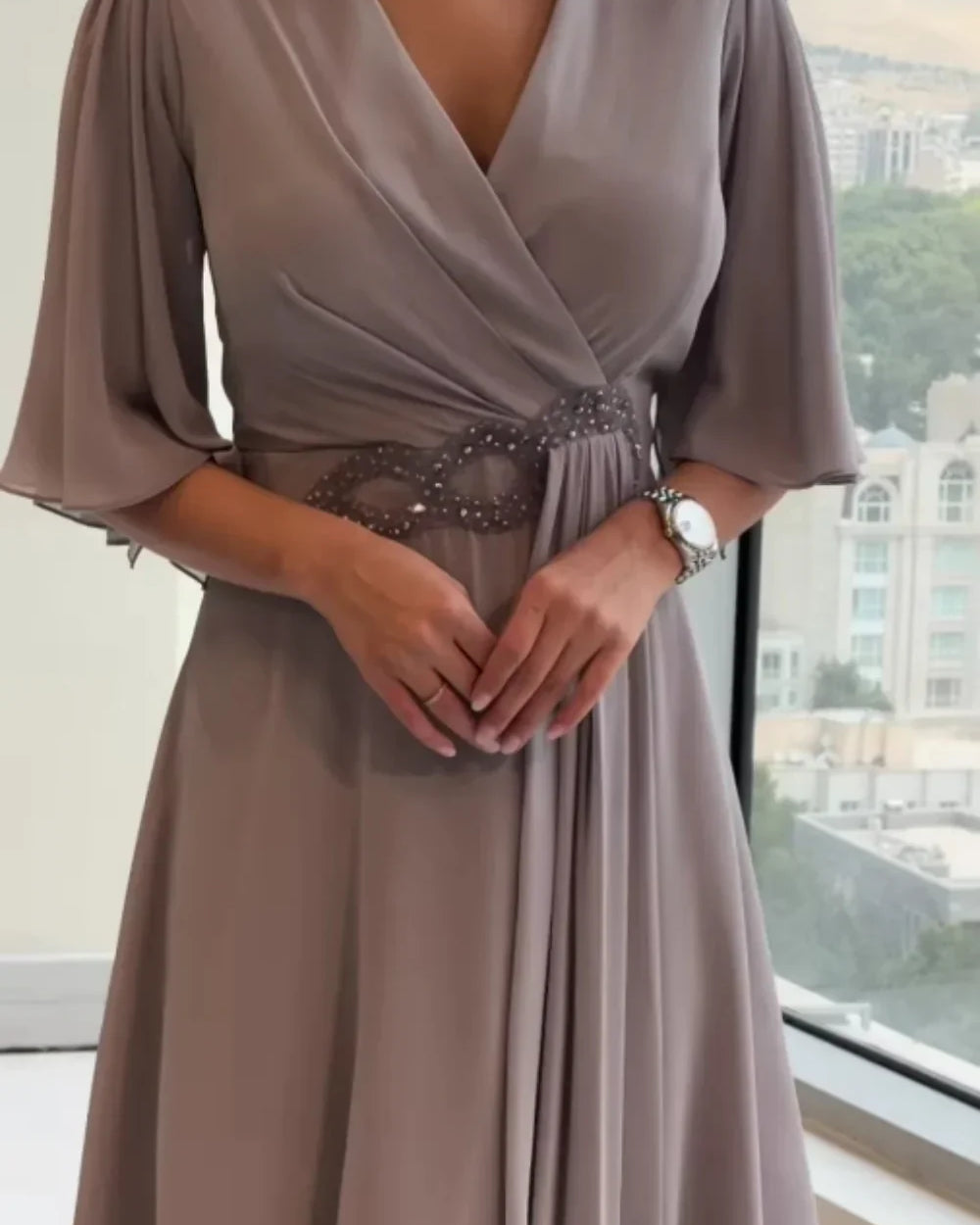 Ewelina | Elegancka Długa Sukienka z Szyfonu