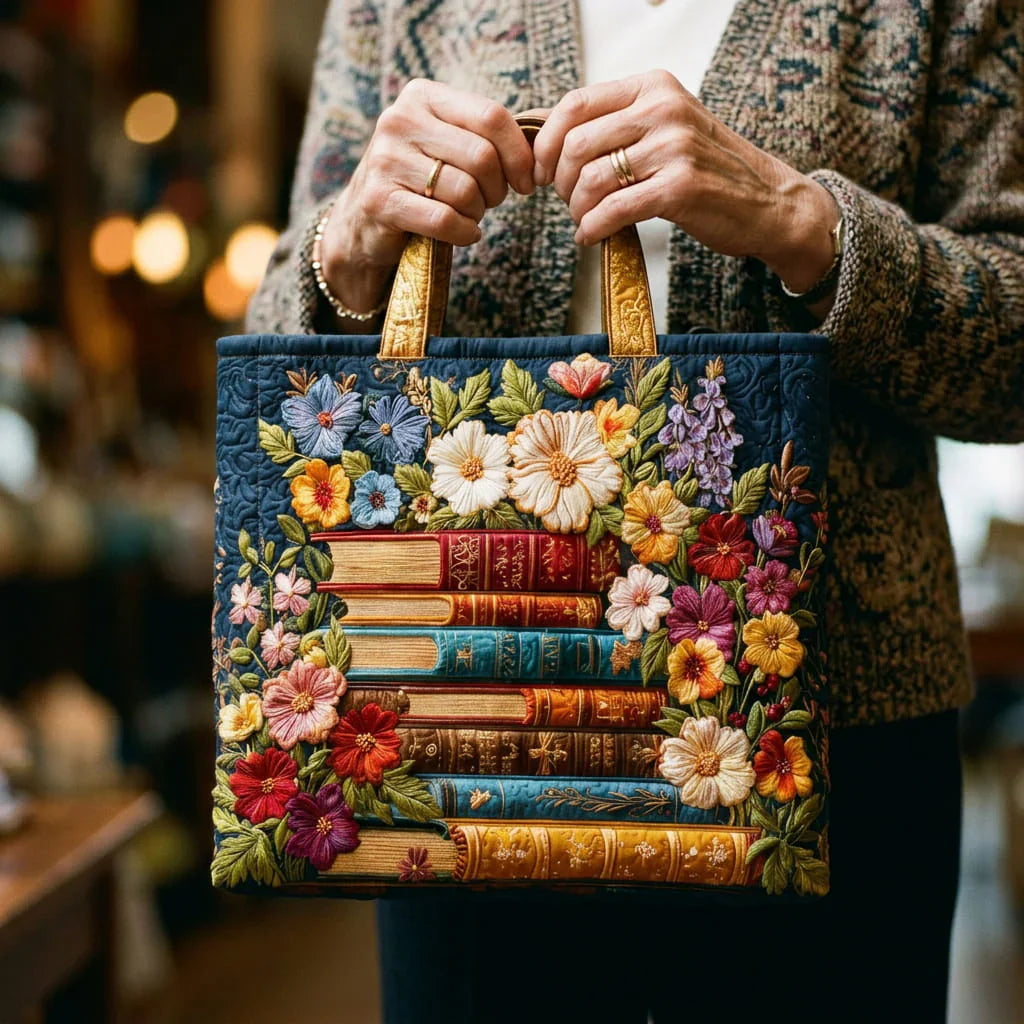 Torba Artisanal - Kwiatowy Wzór i Książki