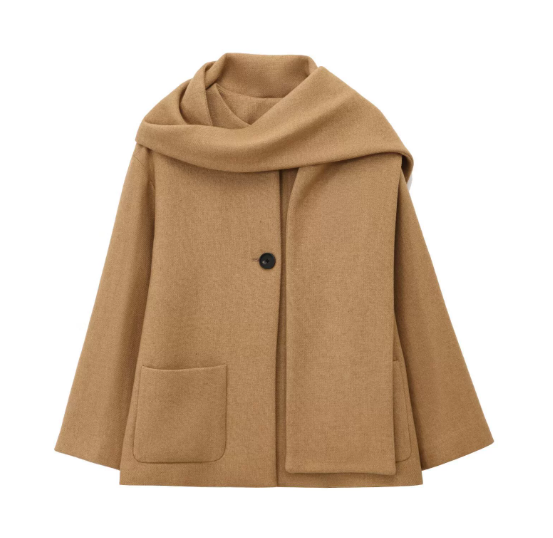 Damski Płaszcz Zimowy - Oversize z Szalowym Kołnierzem