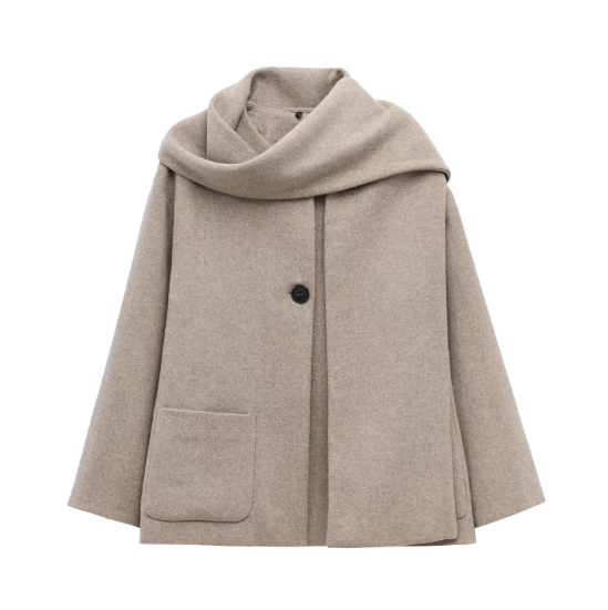 Damski Płaszcz Zimowy - Oversize z Szalowym Kołnierzem