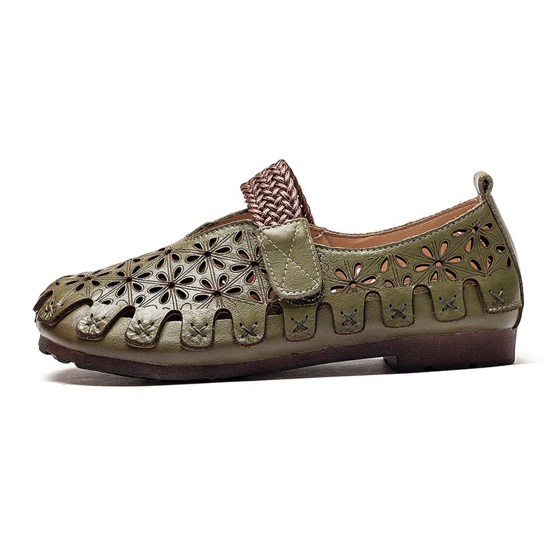 Lunaria - Wygodne płaskie buty ze skóry bydlęcej dla kobiet