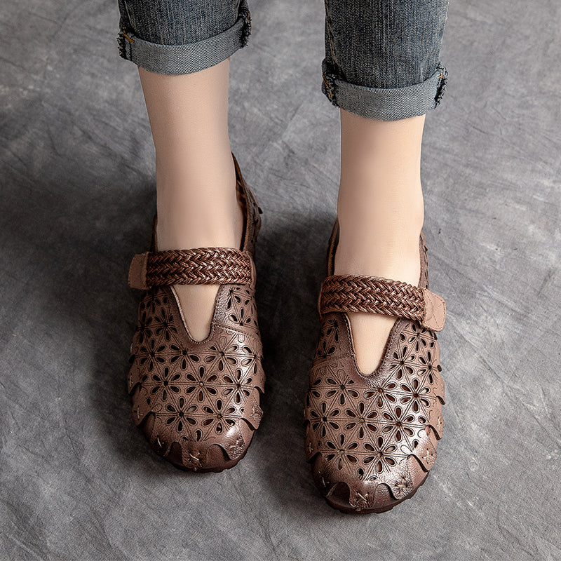 Lunaria - Wygodne płaskie buty ze skóry bydlęcej dla kobiet