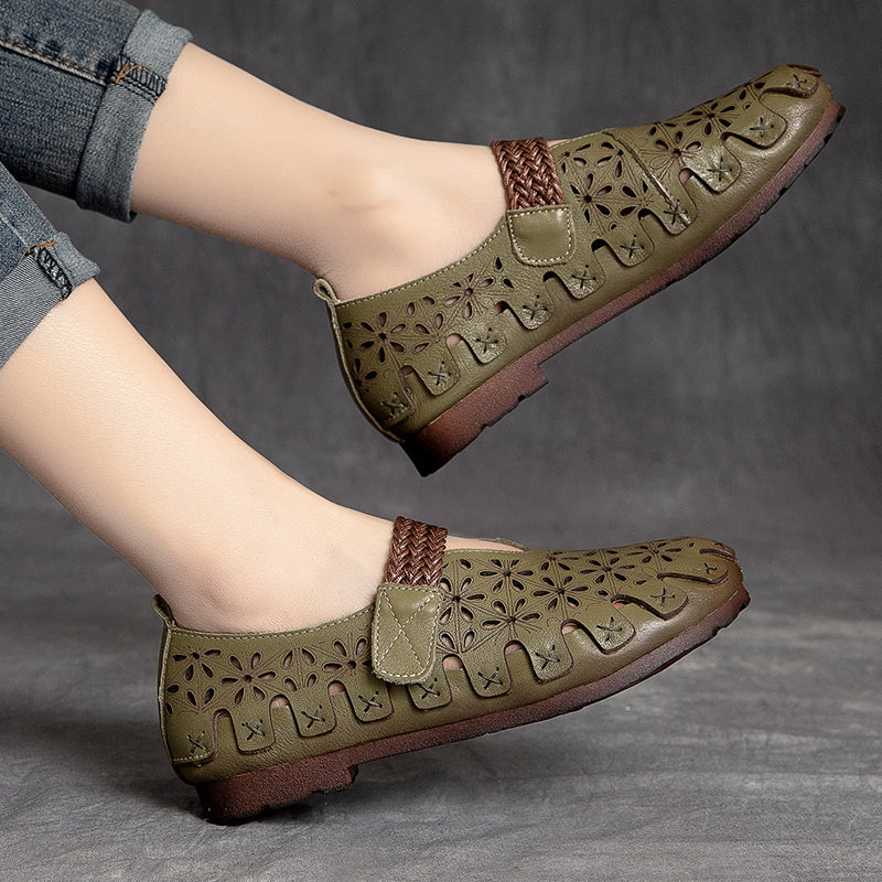 Lunaria - Wygodne płaskie buty ze skóry bydlęcej dla kobiet