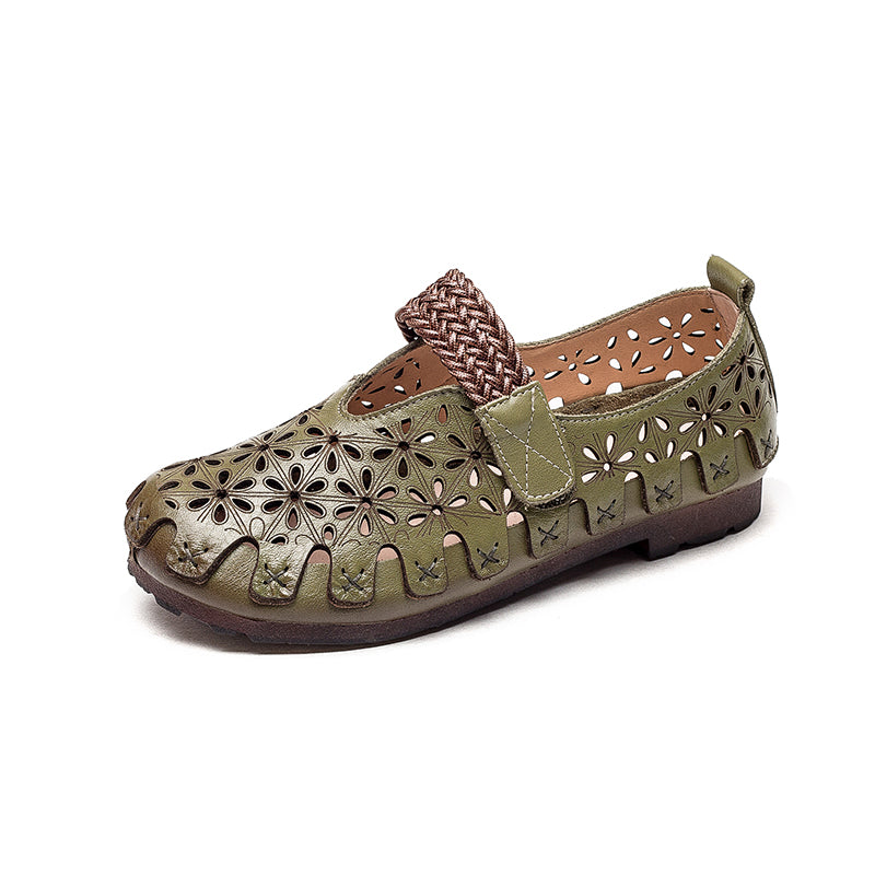 Lunaria - Wygodne płaskie buty ze skóry bydlęcej dla kobiet