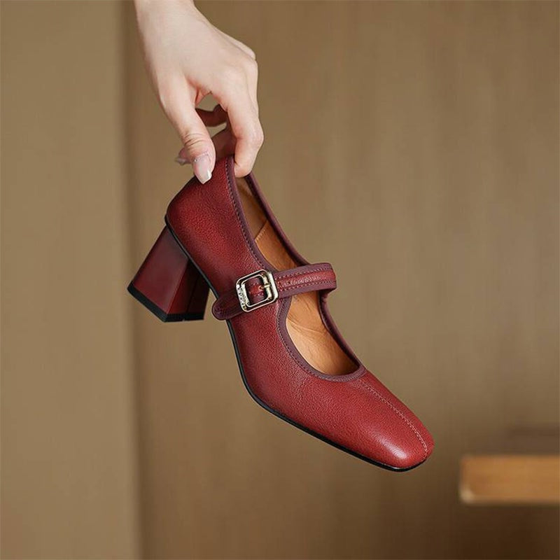 Desna - Nowoczesne buty na grubym obcasie w stylu francuskim