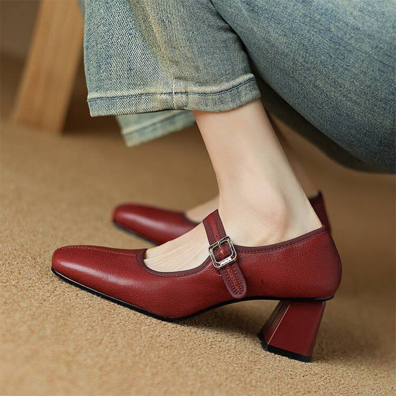 Desna - Nowoczesne buty na grubym obcasie w stylu francuskim