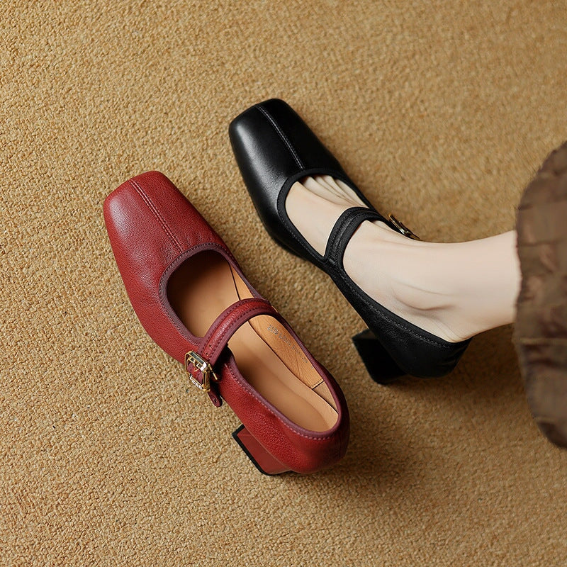 Desna - Nowoczesne buty na grubym obcasie w stylu francuskim