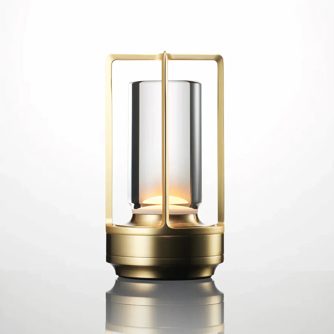 Nowoczesna lampa stołowa LED latarnia z dotykowym włącznikiem i elegancką metalową ramą