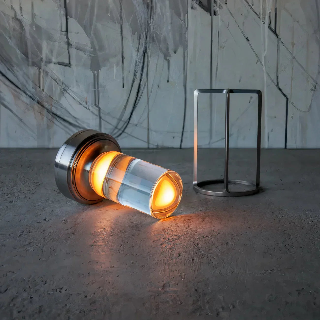 Nowoczesna lampa stołowa LED latarnia z dotykowym włącznikiem i elegancką metalową ramą