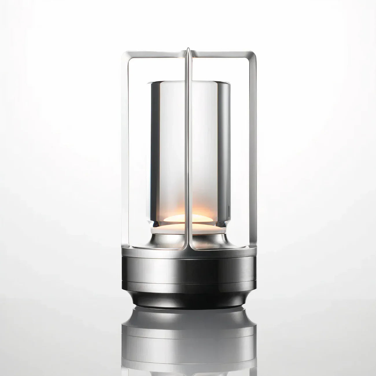 Nowoczesna lampa stołowa LED latarnia z dotykowym włącznikiem i elegancką metalową ramą