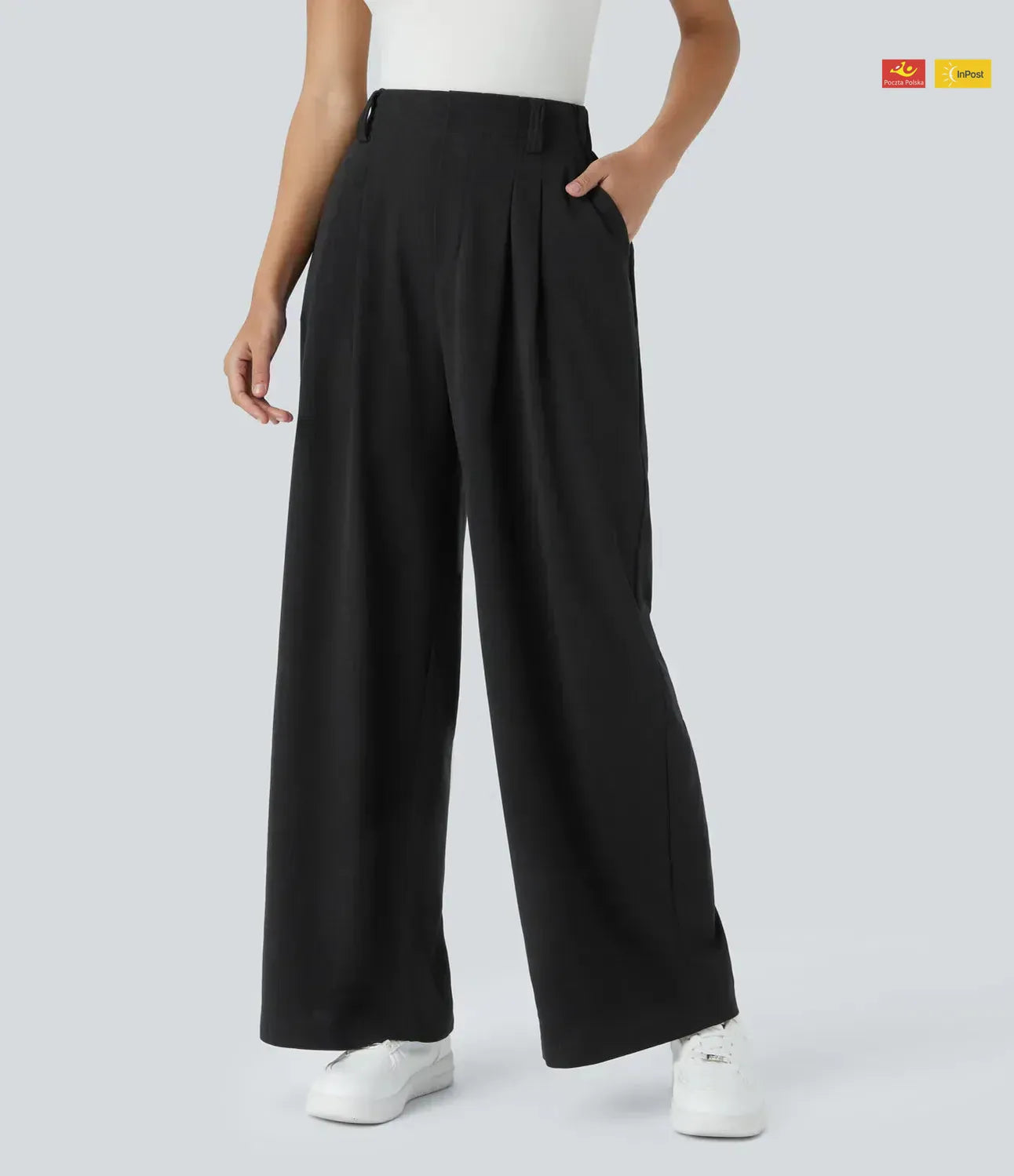 Eleganckie spodnie z elastycznym pasem i wysokim stanem