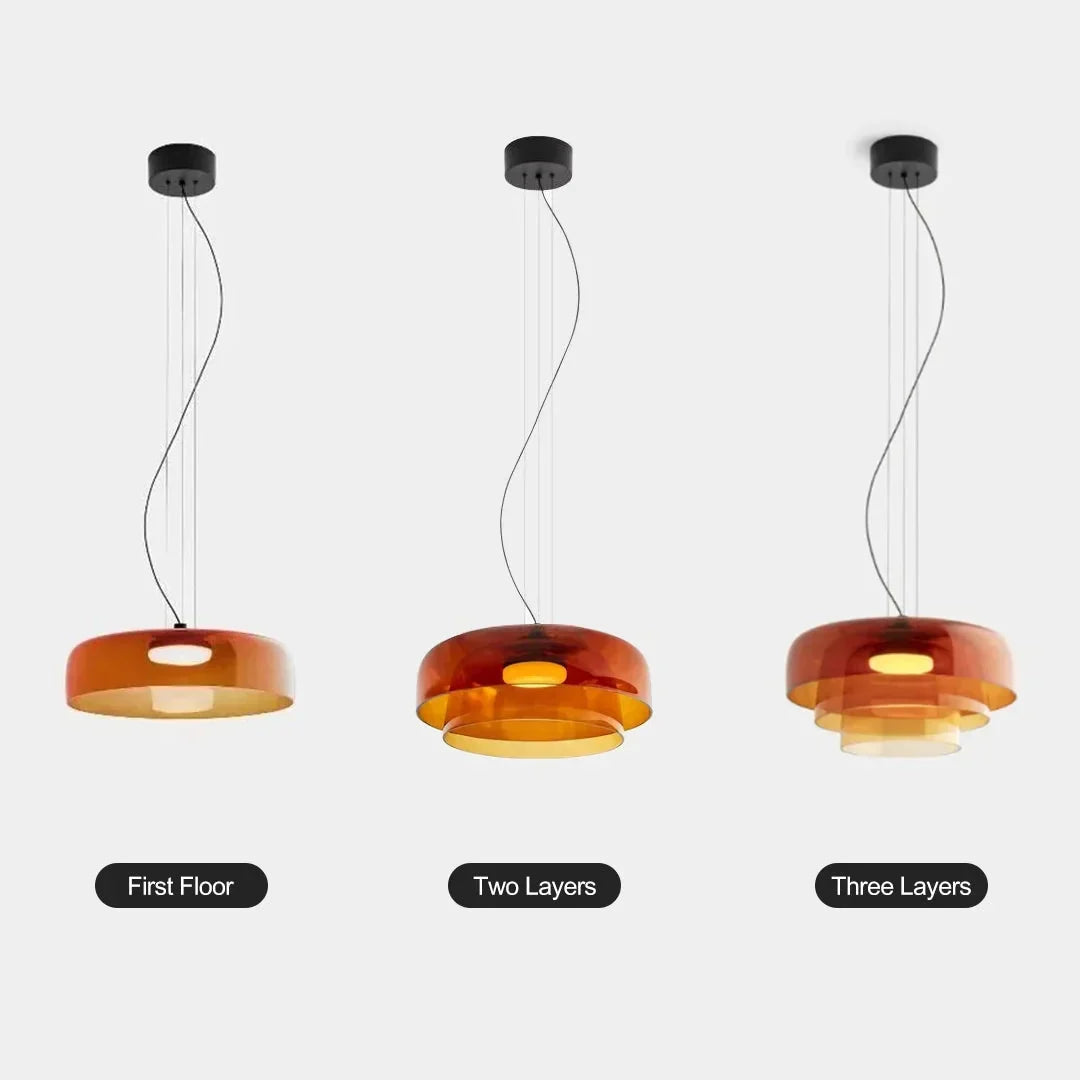 Nowoczesna szklana lampa wisząca z kloszem warstwowym – design inspirowany stylem retro