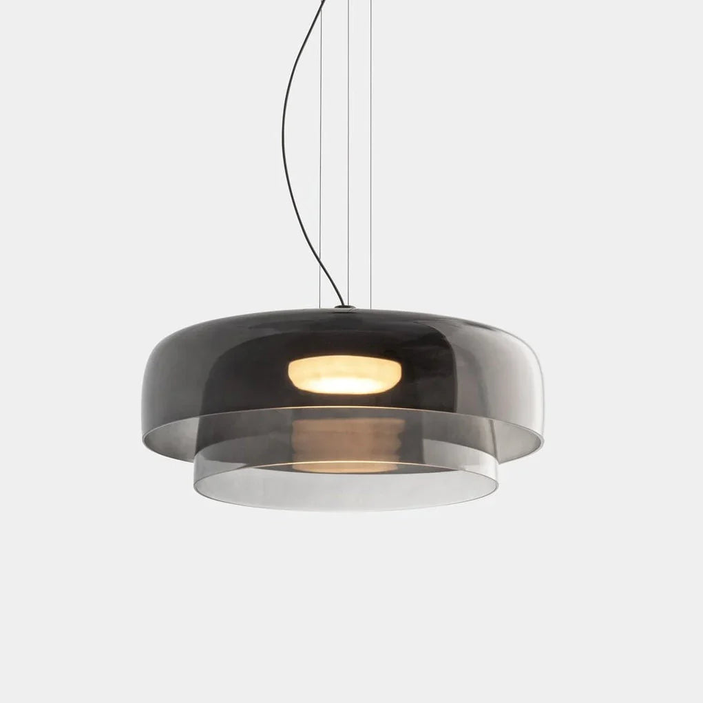 Nowoczesna szklana lampa wisząca z kloszem warstwowym – design inspirowany stylem retro