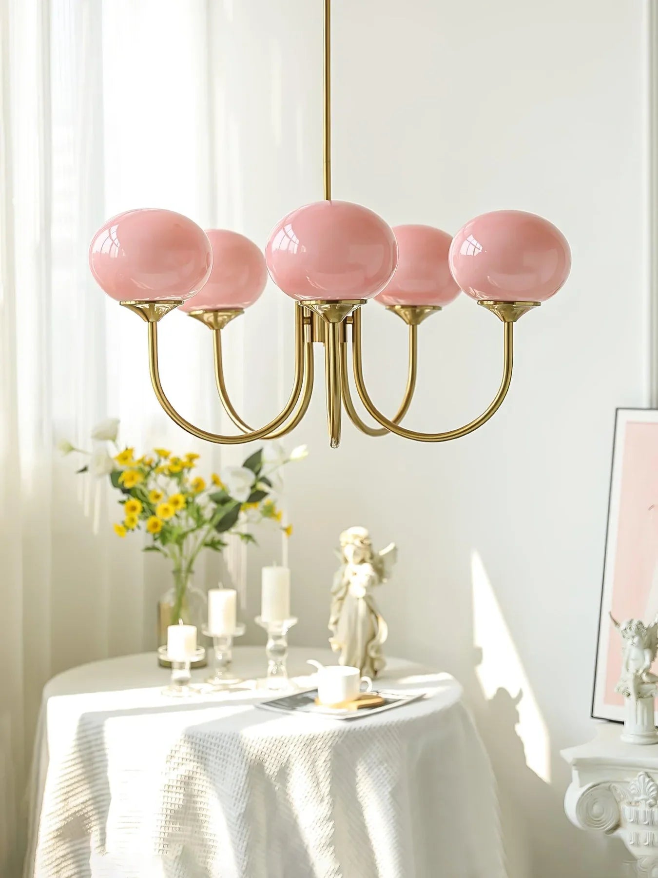 Lampa wisząca żyrandol w stylu retro glamour z kulistymi kloszami