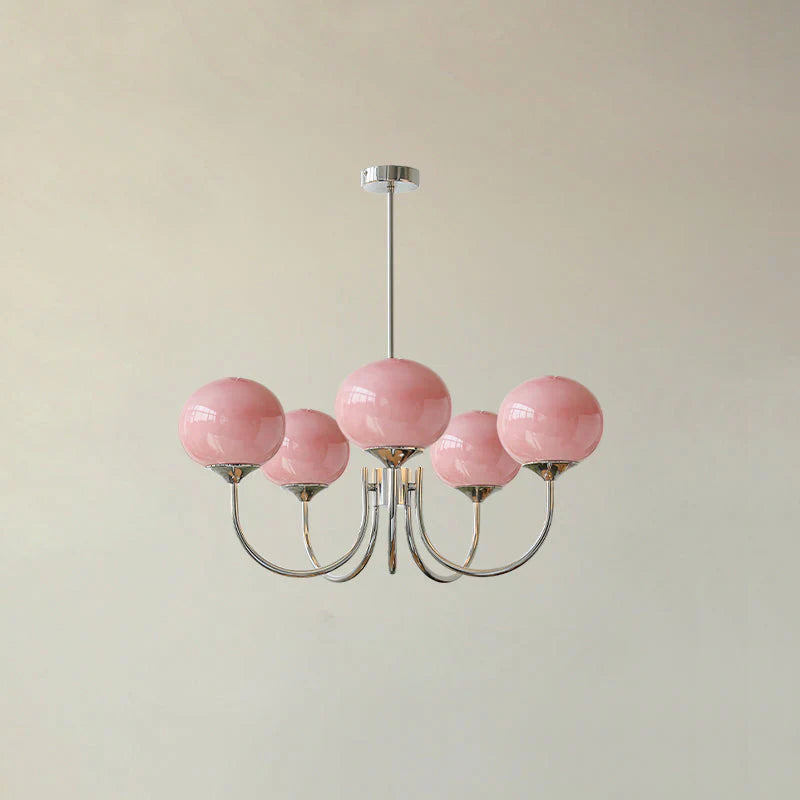 Lampa wisząca żyrandol w stylu retro glamour z kulistymi kloszami