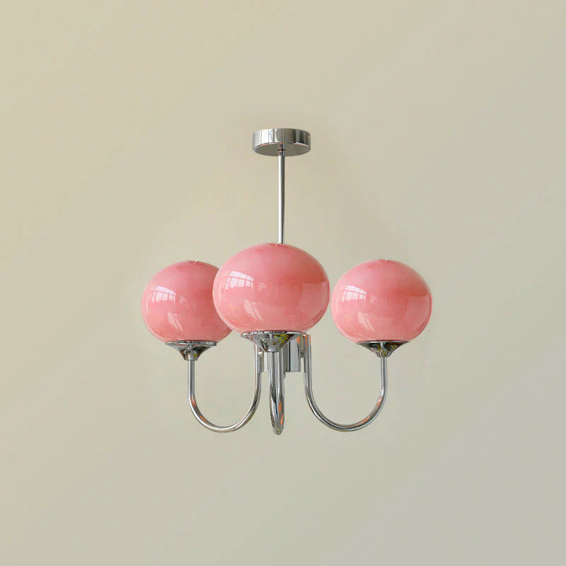 Lampa wisząca żyrandol w stylu retro glamour z kulistymi kloszami
