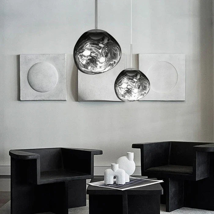 Designerska lampa wisząca topiona kula LED