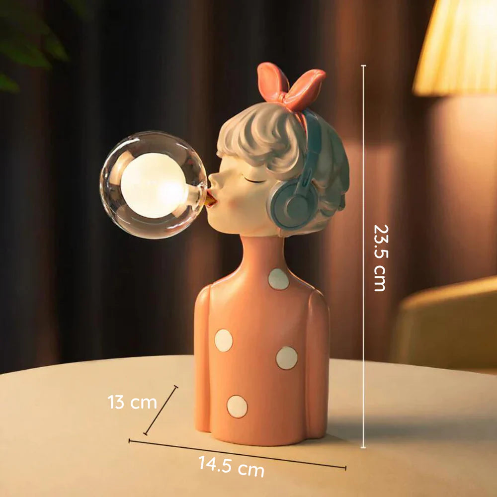 Dekoracyjna lampka LED „dziewczynka z balonem” – designerska figura do salonu i biura