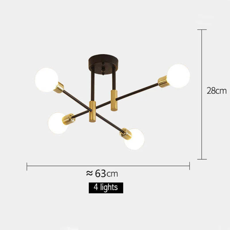Industrialna lampa sufitowa żyrandol z okrągłymi lampami