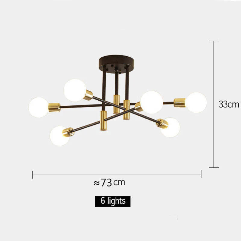 Industrialna lampa sufitowa żyrandol z okrągłymi lampami