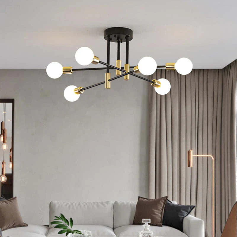 Industrialna lampa sufitowa żyrandol z okrągłymi lampami