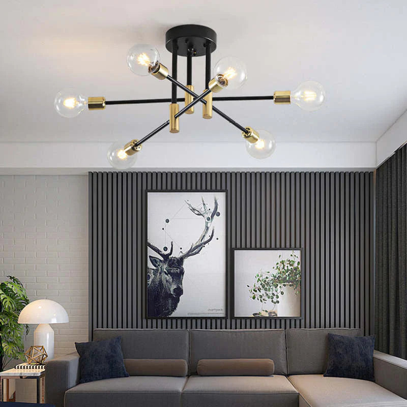Industrialna lampa sufitowa żyrandol z okrągłymi lampami
