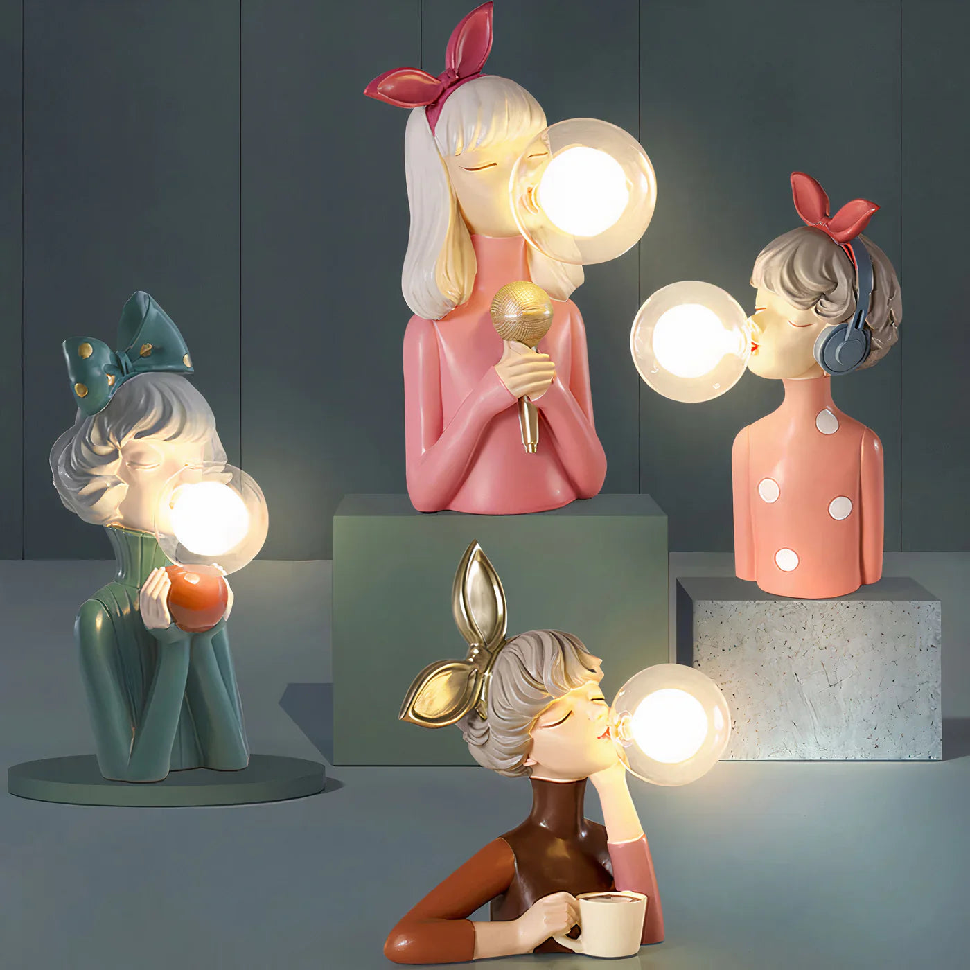 Dekoracyjna lampka LED „dziewczynka z balonem” – designerska figura do salonu i biura