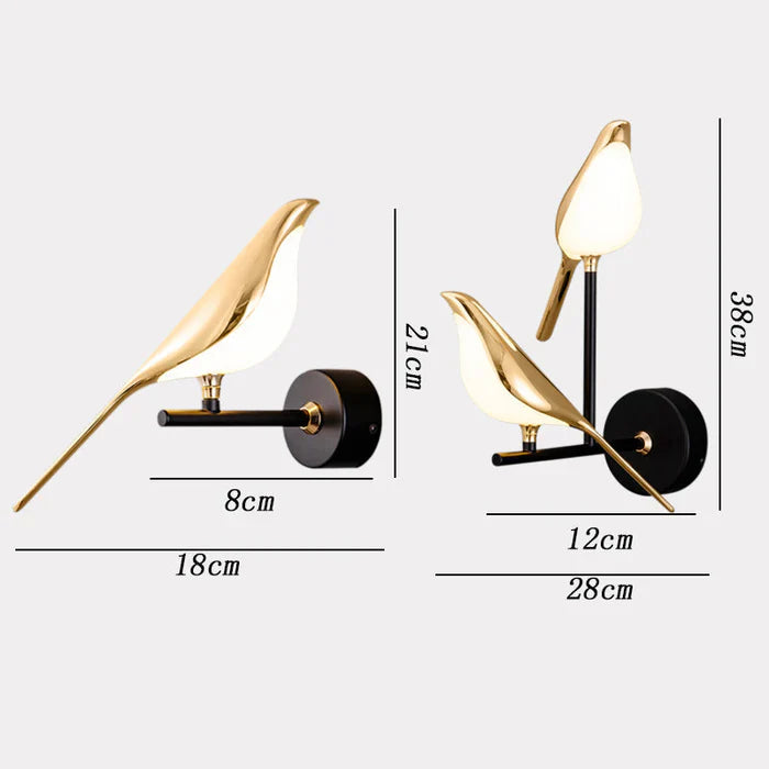 Lampa ścienna inspirowana ptakiem z nowoczesnym designem