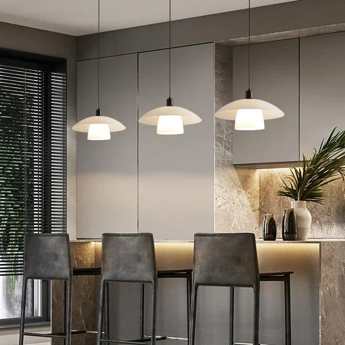 Japońska Lampa Wisząca – Elegancka Kopułowa Lampa LED do Kuchni i Jadalni
