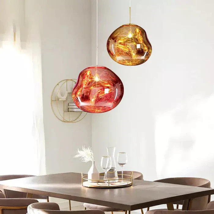 Designerska lampa wisząca topiona kula LED