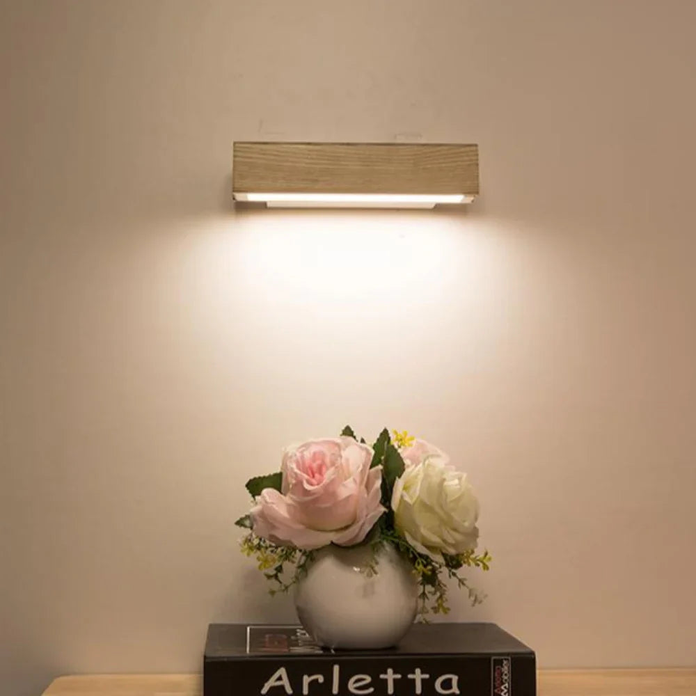 Drewniana Regulowana Lampa Ścienna LED do Czytania