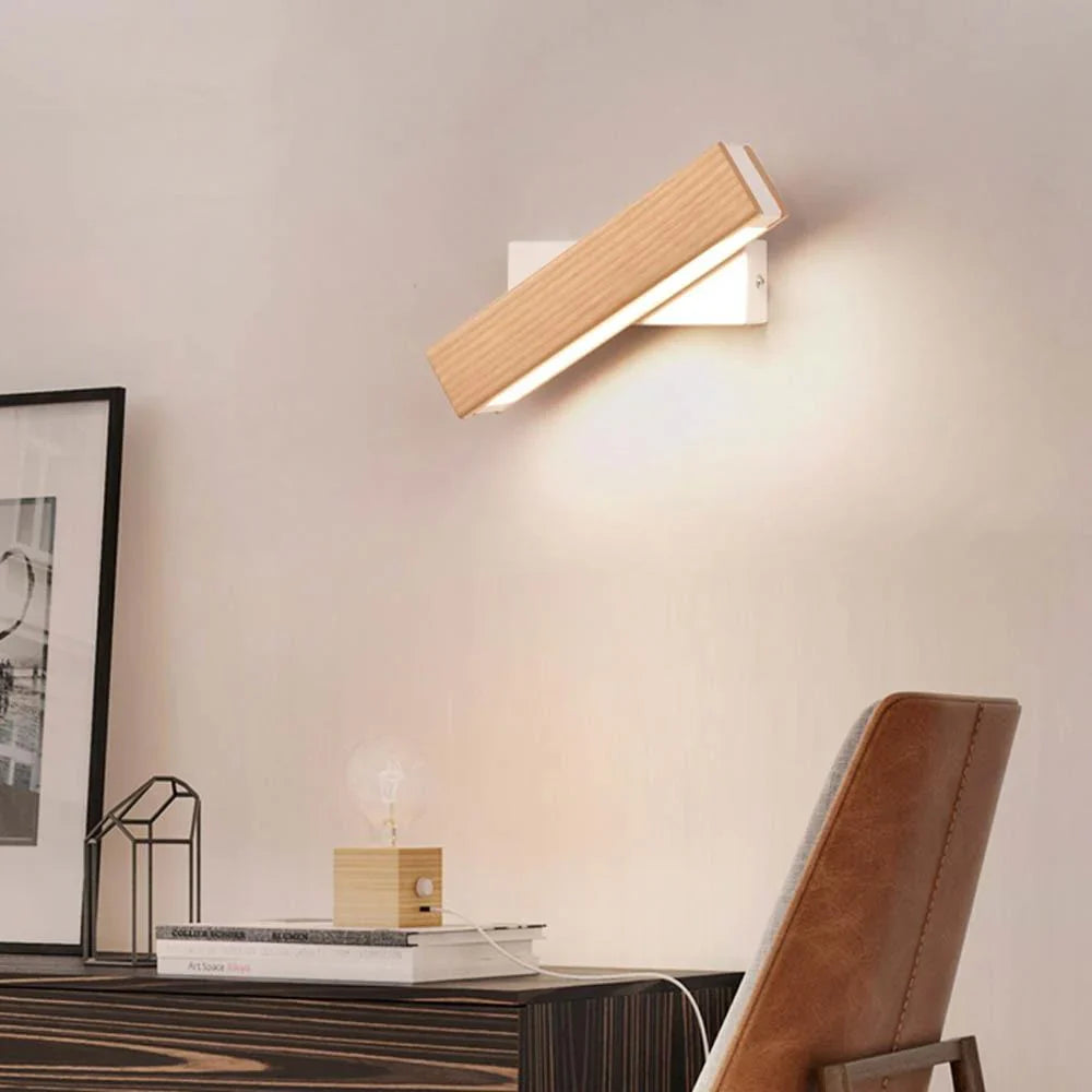 Drewniana Regulowana Lampa Ścienna LED do Czytania